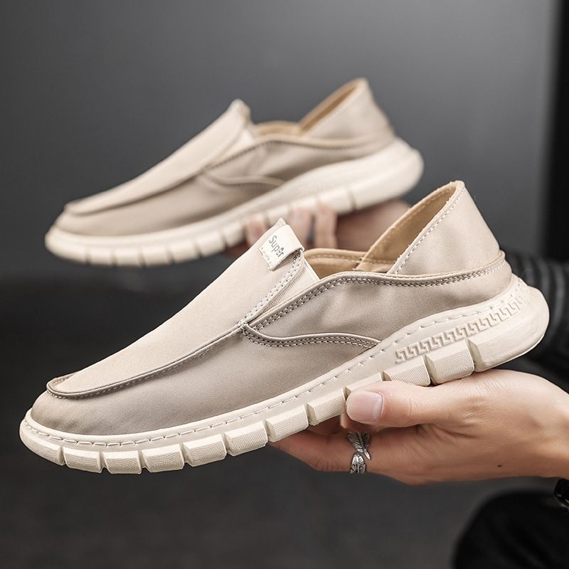 Heren Lente Slip-on Stoffen Schoenen Mode Platte Erwten Canvas Herenschoenen