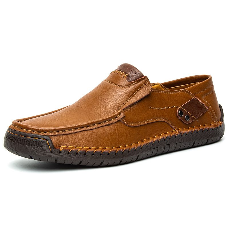 Heren Outdoor Casual Schoenen Slip-on Platte Handgemaakte Geklede Spring Low Top Groot Formaat Loaf Leer