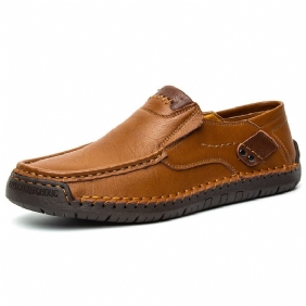 Heren Outdoor Casual Schoenen Slip-on Platte Handgemaakte Geklede Spring Low Top Groot Formaat Loaf Leer