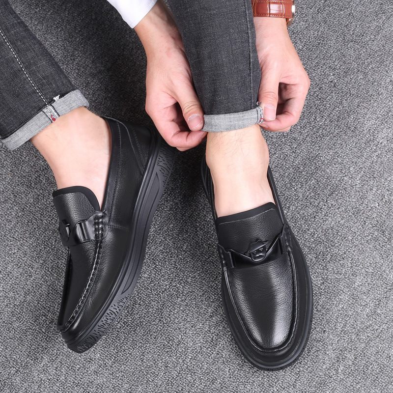 Herfst Ademende Geklede Schoenen Heren Leren Zachte Zool Slip-on Rijschoenen Trendy Casual Erwtenschoenen