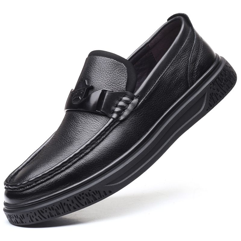 Herfst Ademende Geklede Schoenen Heren Leren Zachte Zool Slip-on Rijschoenen Trendy Casual Erwtenschoenen