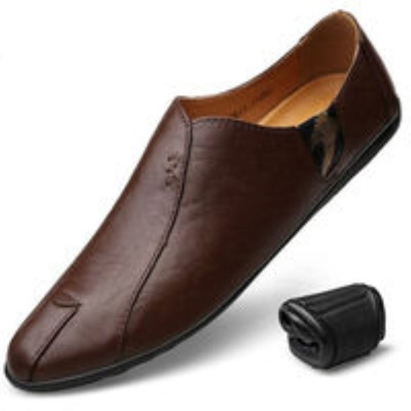 Herfst Erwten Schoenen Heren Casual Kleding Zacht Leer Zachte Bodem Herenschoenen Slip-on