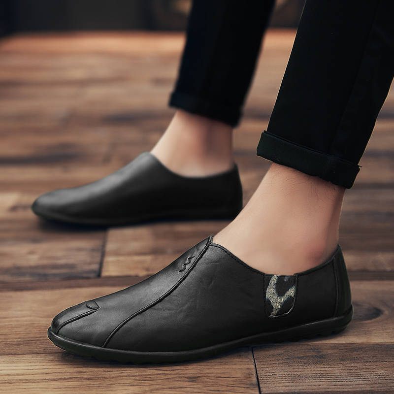 Herfst Erwten Schoenen Heren Casual Kleding Zacht Leer Zachte Bodem Herenschoenen Slip-on