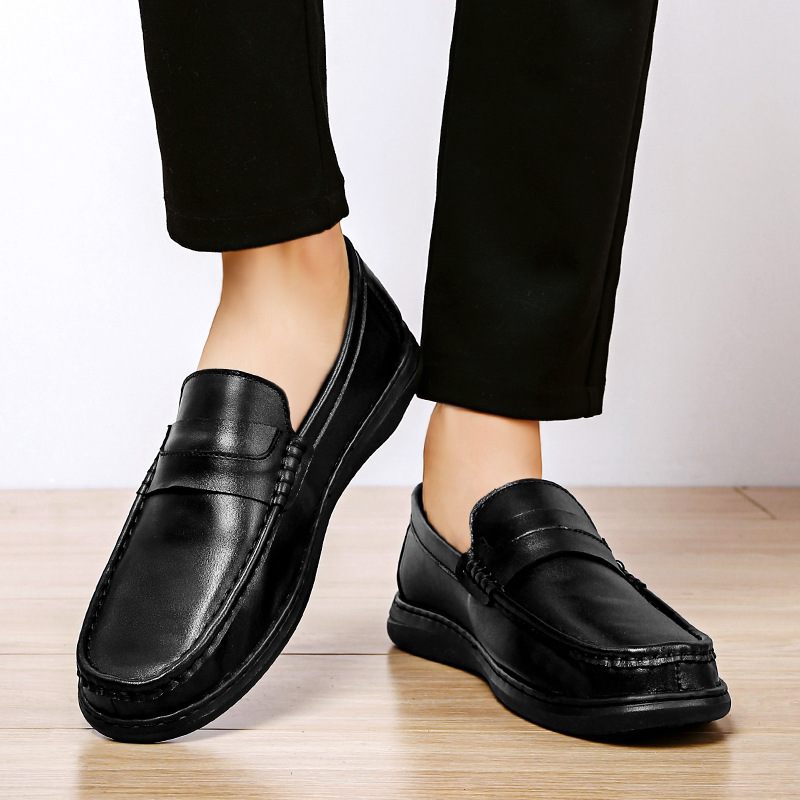 Herfst En Winter Nieuwe Doudou Schoenen Heren Lederen Chauffeursschoenen Zachte Zool Slip-on Business Casual Kleding Grote Maat