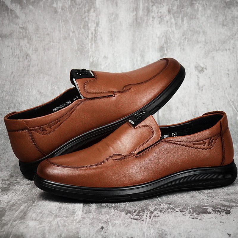 Koeienhuid Lente Nieuwe Casual Kleding Schoenen Slip-on Loafers Echt Lederen Herenschoenen Werk Flats