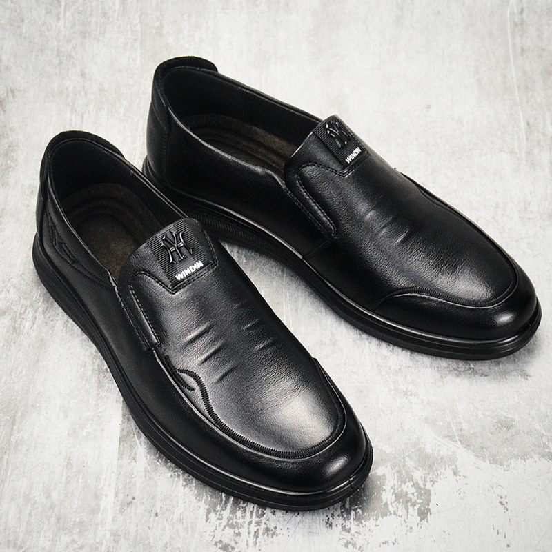 Koeienhuid Lente Nieuwe Casual Kleding Schoenen Slip-on Loafers Echt Lederen Herenschoenen Werk Flats