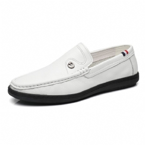 Koeienhuid Nieuwe Witte Erwten Schoenen Heren Slip-on Casual Leer Zacht Oppervlak Herenschoenen Loafers