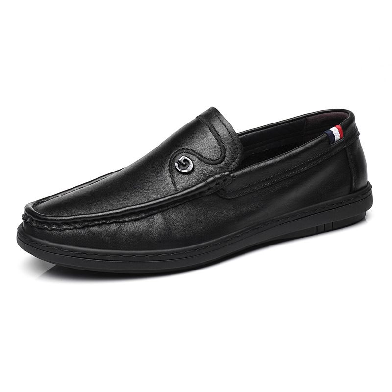 Koeienhuid Nieuwe Witte Erwten Schoenen Heren Slip-on Casual Leer Zacht Oppervlak Herenschoenen Loafers