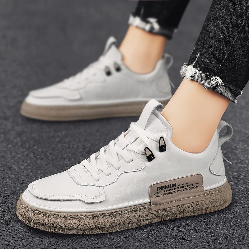 Lente Herenschoenen 2024 Nieuwe Lederen Trendschoenen Heren Casual Sneakers Sport