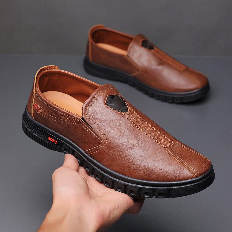 Lente Nieuwe 2024 Casual Kleding Schoenen Zachte Bodem Slip-on Herenschoenen Geklede Doudou