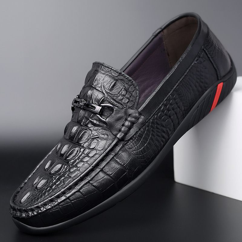 Lente Nieuwe Mannen Loafers Business Casual Schoenen Set Van Voeten Kleding Lage Top Koeienhuid Doudou