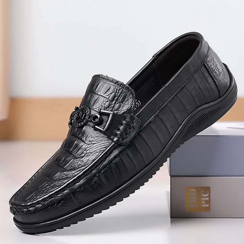 Lente Nieuwe Mannen Loafers Business Casual Schoenen Set Van Voeten Kleding Lage Top Koeienhuid Doudou