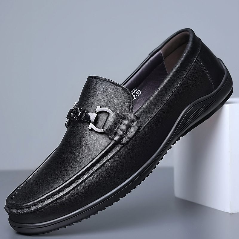 Lente Nieuwe Mannen Loafers Business Casual Schoenen Set Van Voeten Kleding Lage Top Koeienhuid Doudou