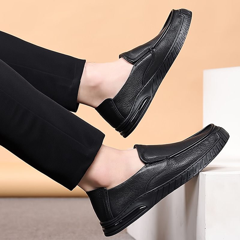 Lente Schapenvacht Casual Schoenen Heren Dagelijkse Loafers Echt Leer Zachte Zool Slip-on Vader Rijdende Herenschoenen