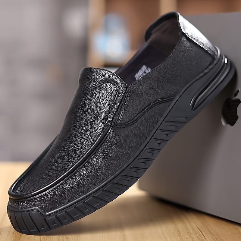 Lente Schapenvacht Casual Schoenen Heren Dagelijkse Loafers Echt Leer Zachte Zool Slip-on Vader Rijdende Herenschoenen