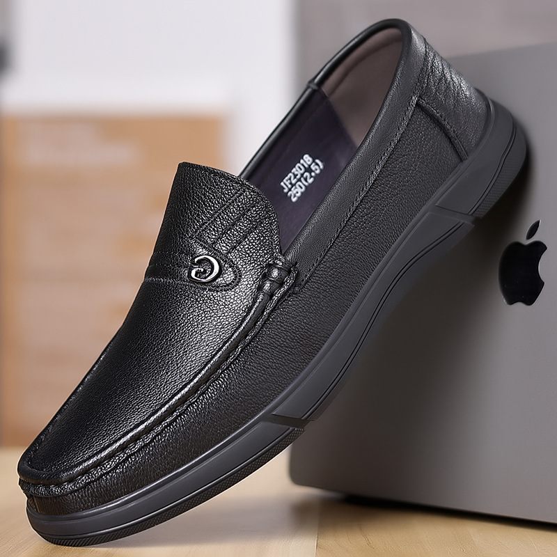 Lente Schapenvacht Casual Schoenen Heren Dagelijkse Loafers Echt Leer Zachte Zool Slip-on Vader Rijdende Herenschoenen