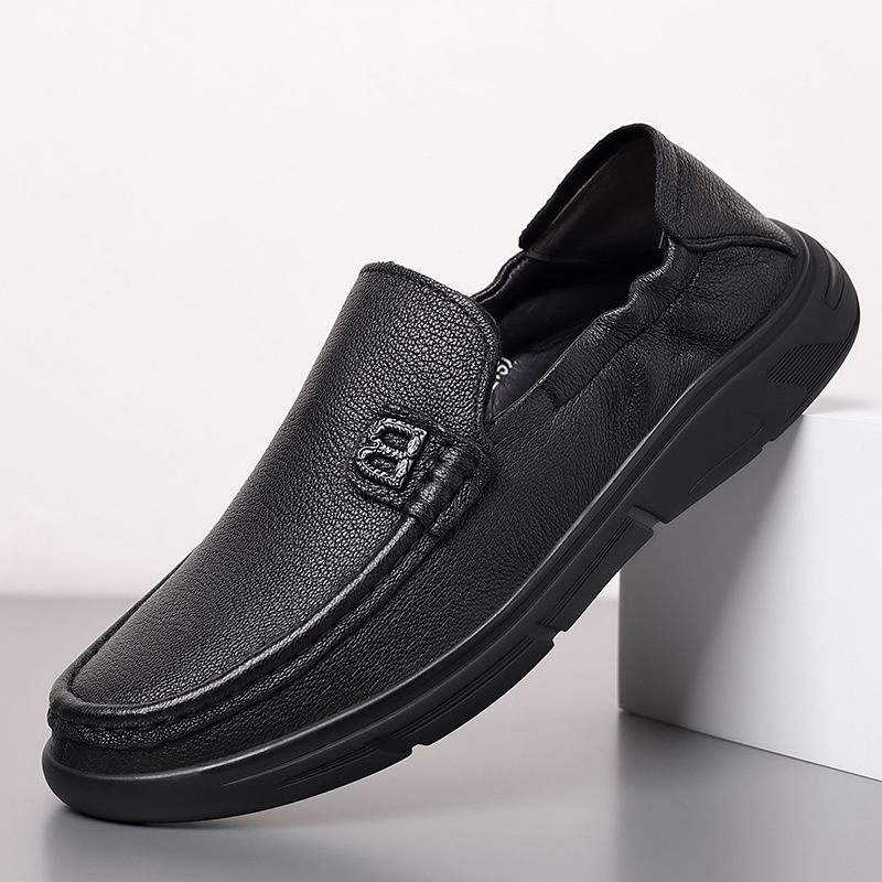 Lente Schapenvacht Casual Schoenen Heren Dagelijkse Loafers Echt Leer Zachte Zool Slip-on Vader Rijdende Herenschoenen