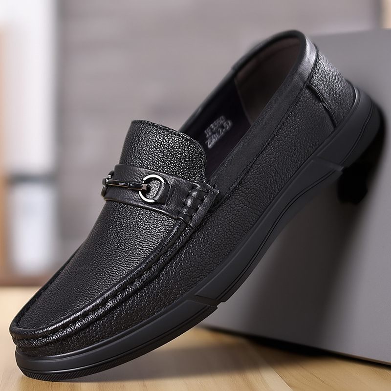 Lente Schapenvacht Casual Schoenen Heren Dagelijkse Loafers Echt Leer Zachte Zool Slip-on Vader Rijdende Herenschoenen