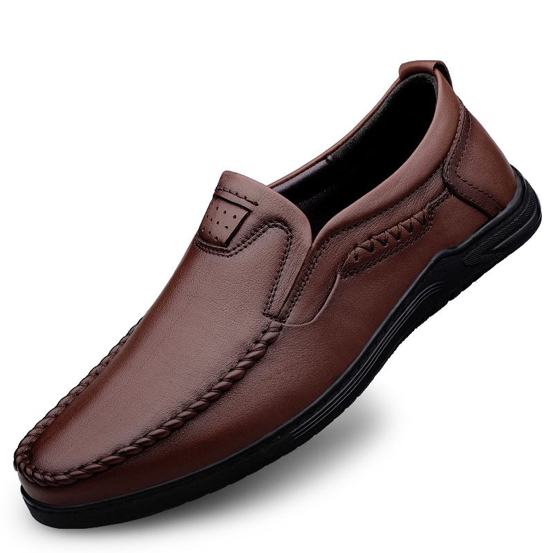 Loafers Formele Schoenen Heren Retro Herfststijl Echt Leer Zachte Lederen Zool Fan Business Casual Handgemaakte Herenschoenen