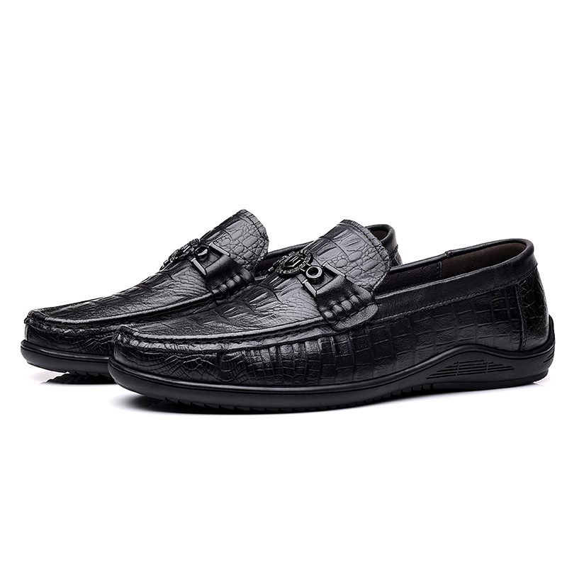 Nieuwe Lente Koeienhuid Doudou Schoenen Mannen Echt Leer Krokodil Patroon Casual Slip-on Formele Grote Maat Herenschoenen 48