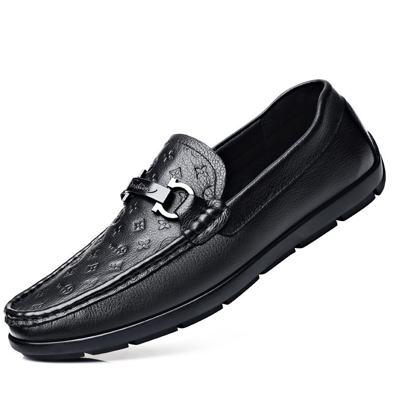 Nieuwe Lente Koeienhuid Heren Erwten Casual Schoenen Mode Echt Leer Herenschoenen Zachte Loafers Jurk