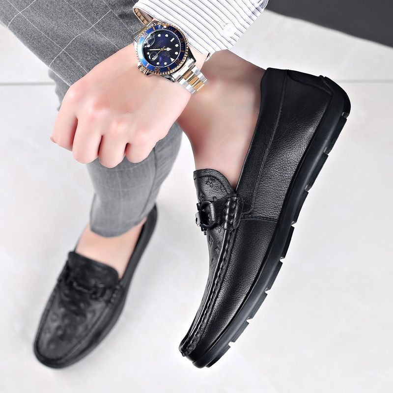 Nieuwe Lente Koeienhuid Heren Erwten Casual Schoenen Mode Echt Leer Herenschoenen Zachte Loafers Jurk