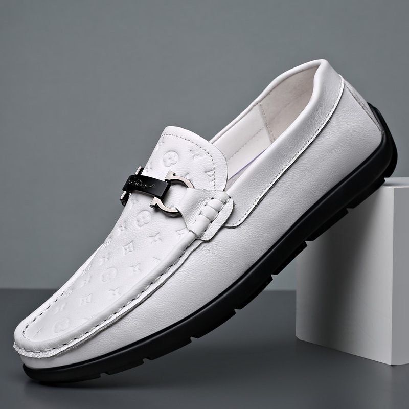 Nieuwe Lente Koeienhuid Heren Erwten Casual Schoenen Mode Echt Leer Herenschoenen Zachte Loafers Jurk