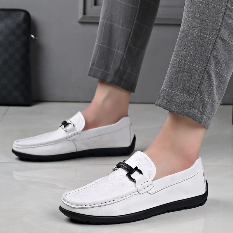 Nieuwe Lente Koeienhuid Heren Erwten Casual Schoenen Mode Echt Leer Herenschoenen Zachte Loafers Jurk