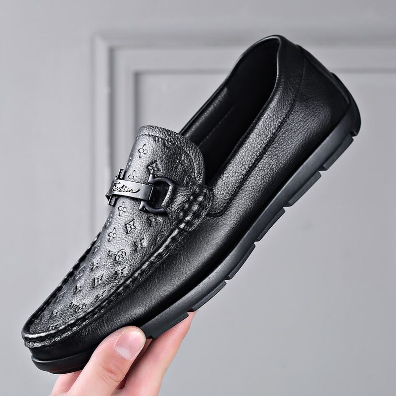 Nieuwe Lente Koeienhuid Heren Erwten Casual Schoenen Mode Echt Leer Herenschoenen Zachte Loafers Jurk