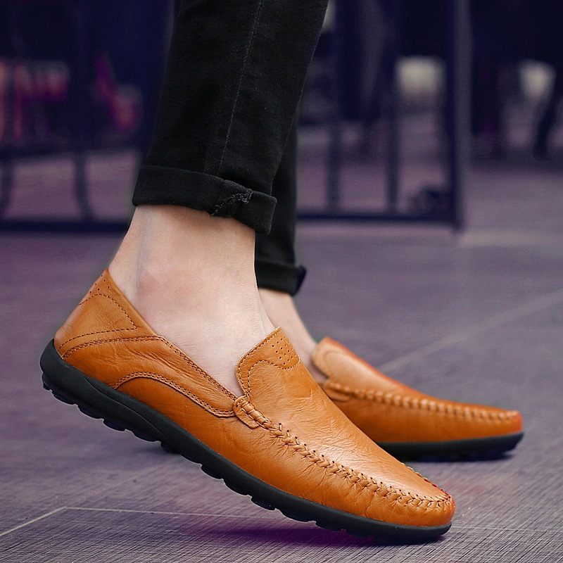 Nieuwe Leren Herenschoenen Trendy Grote Maten Geklede Schoenen Heren Casual Erwtenschoenen