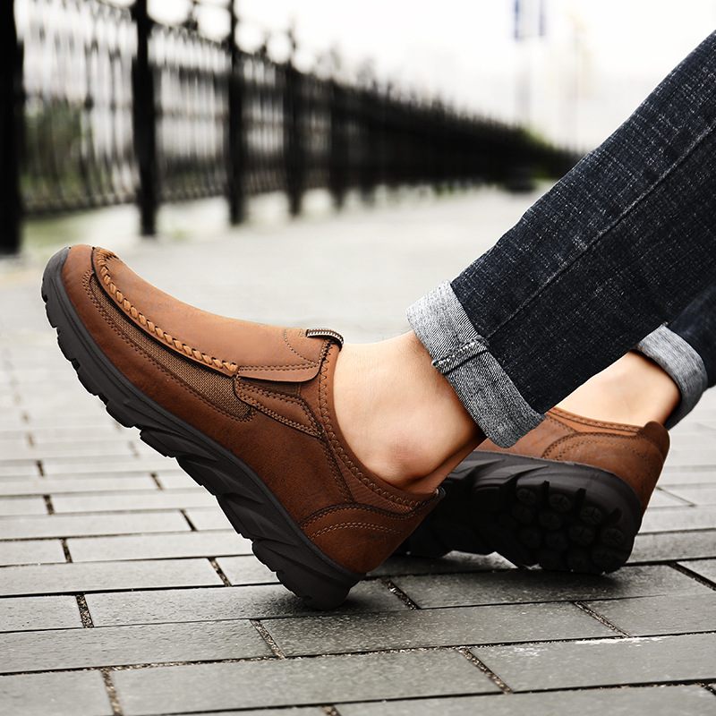 Nieuwe Zakelijke Vrijetijdsschoenen Voor Heren Outdoor Loafers Instappers Herenschoenen Met Dikke Zolen Mode Platte Schoenen