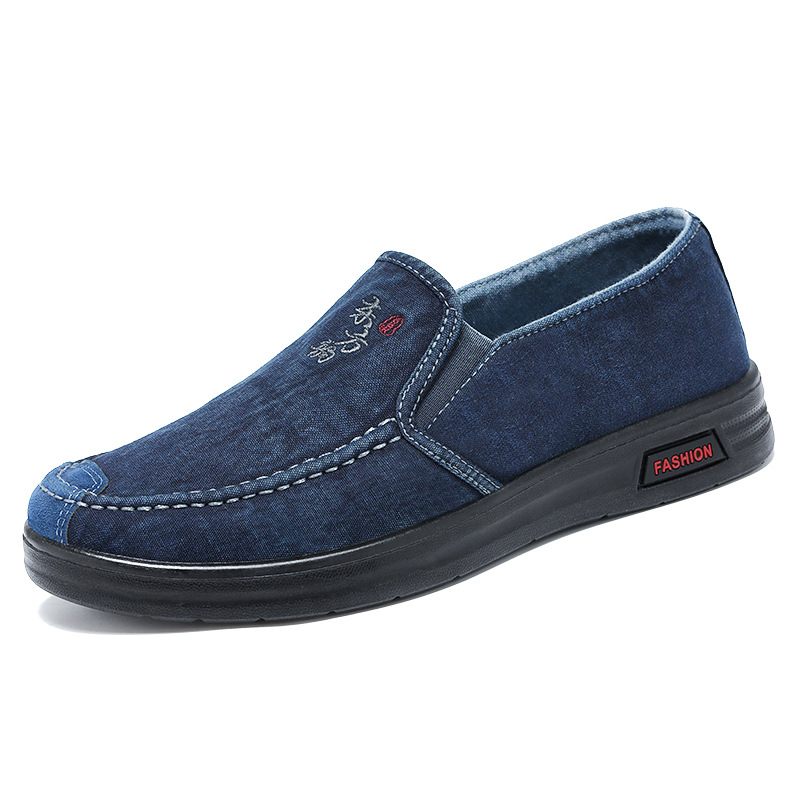 Schoenen Heren 2024 Nieuwe Herenschoenen Ademende Slip-on Canvas Zachte Bodem Casual Trendy Erwtenschoenen