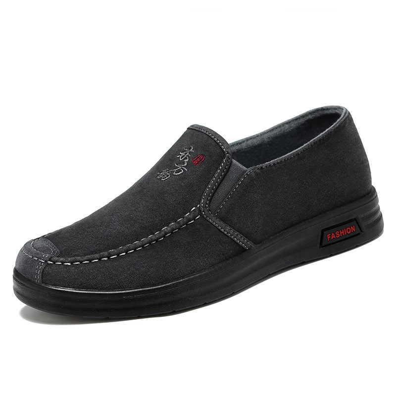 Schoenen Heren 2024 Nieuwe Herenschoenen Ademende Slip-on Canvas Zachte Bodem Casual Trendy Erwtenschoenen