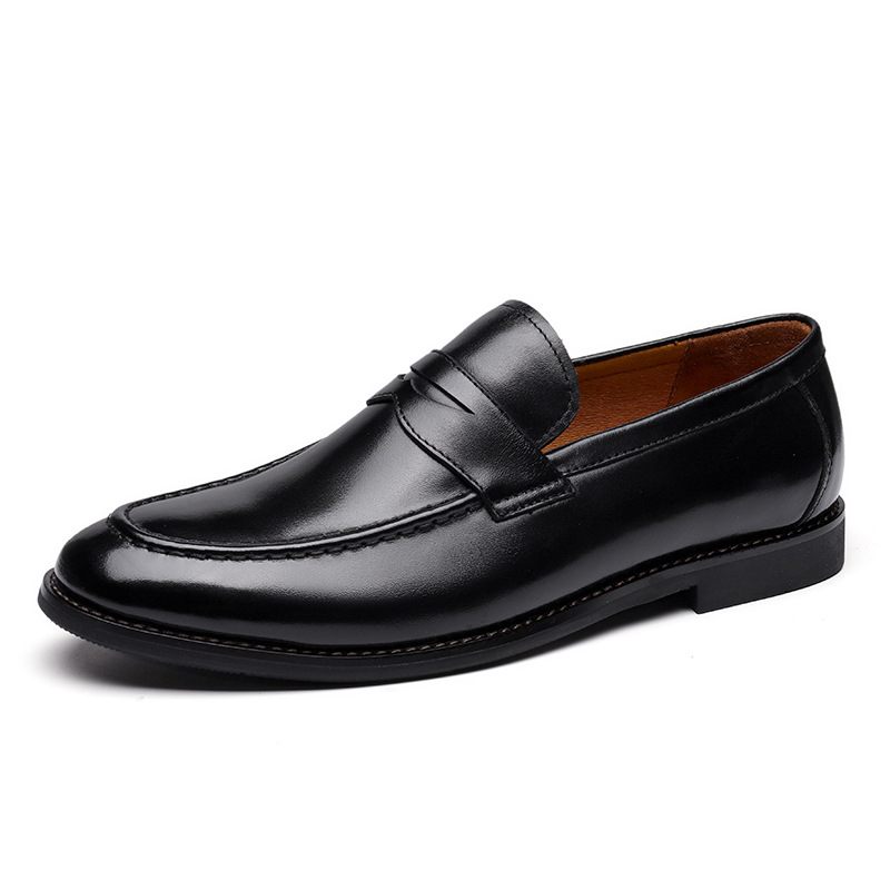 Spring Sets Van Voeten Zakelijke Herenschoenen Casual Schoenen Dikke Zolen Heren Loafers Echt Lederen Slip-on Geklede Rundleer