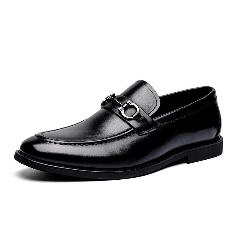 Spring Sets Van Voeten Zakelijke Herenschoenen Casual Schoenen Dikke Zolen Heren Loafers Echt Lederen Slip-on Geklede Rundleer