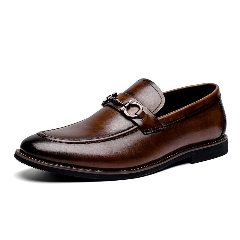 Spring Sets Van Voeten Zakelijke Herenschoenen Casual Schoenen Dikke Zolen Heren Loafers Echt Lederen Slip-on Geklede Rundleer