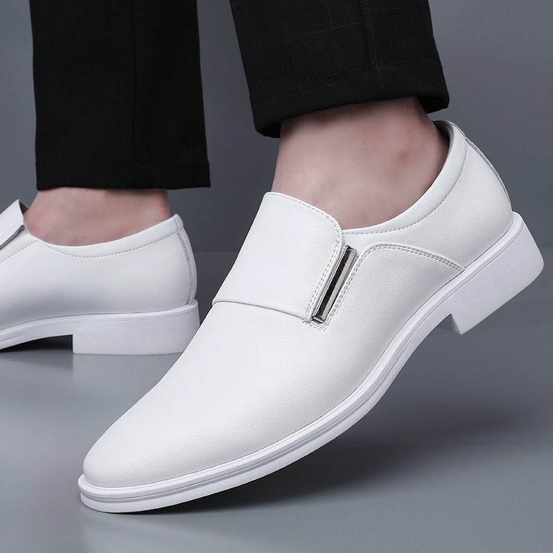 Witte Formele Schoenen Heren Leren Lente Ademend 2024 Nieuwe Zakelijke Derby Casual Herenschoenen