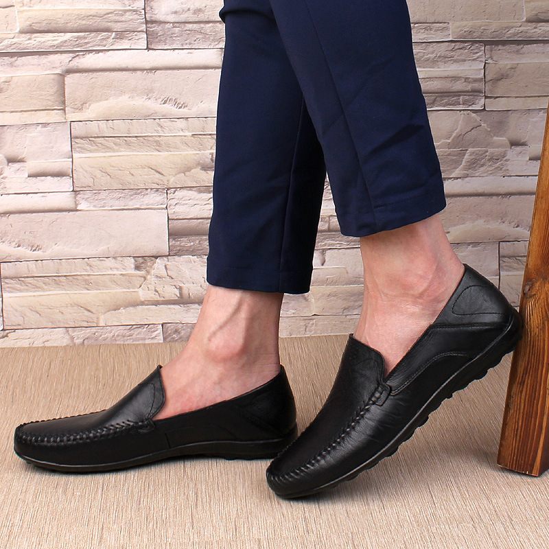 Zomer Koeienhuid Erwten Schoenen Echt Leer Mannen Business Casual Dress Herenschoenen Grote Maat Ademende