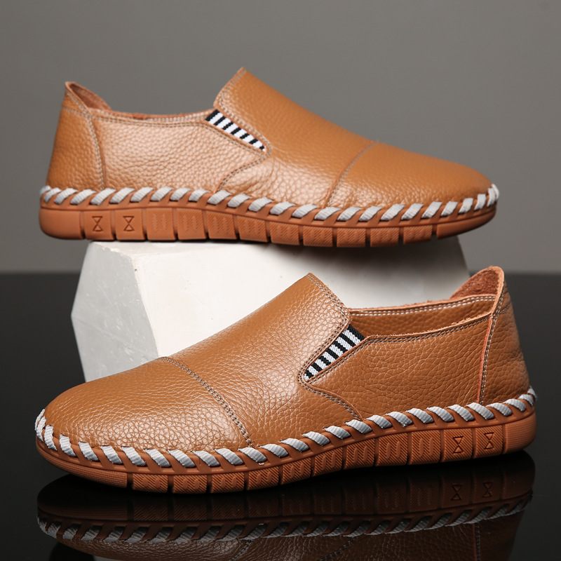 Zomer Nieuwe Heren Casual Schoenen Slip-on Koeienhuid Massage Papa Doudou Jurk