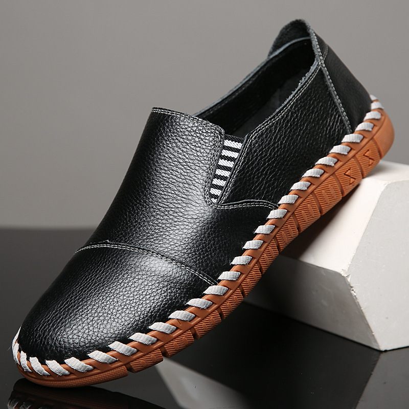 Zomer Nieuwe Heren Casual Schoenen Slip-on Koeienhuid Massage Papa Doudou Jurk