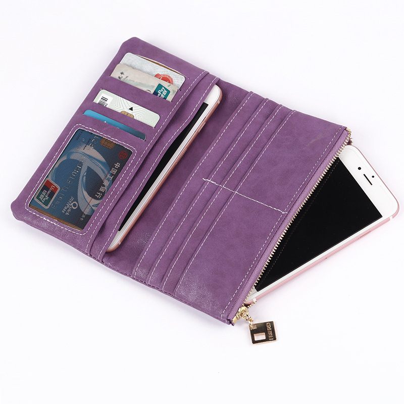 Mode Retro Frosted Halflange Multi-card Portemonnee Gesp Tweevoudige Clutch Voor Dames