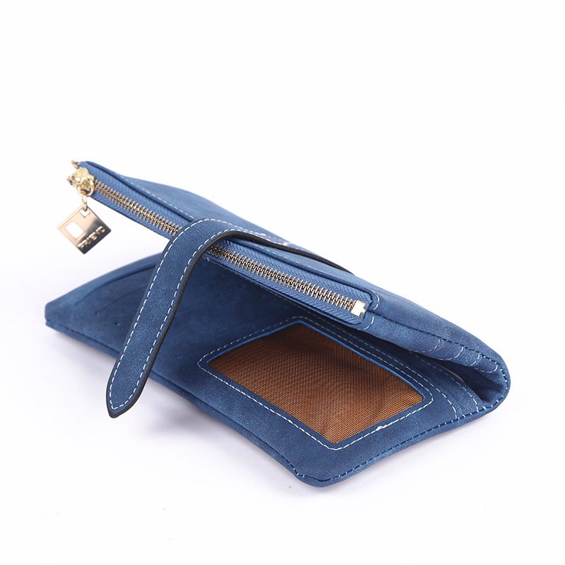 Mode Retro Frosted Halflange Multi-card Portemonnee Gesp Tweevoudige Clutch Voor Dames