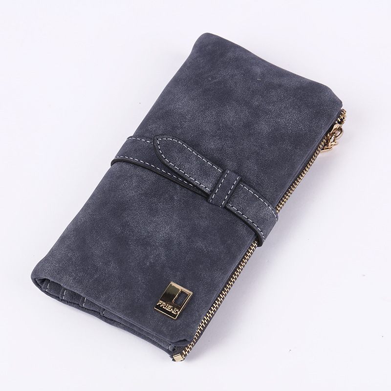 Mode Retro Frosted Halflange Multi-card Portemonnee Gesp Tweevoudige Clutch Voor Dames