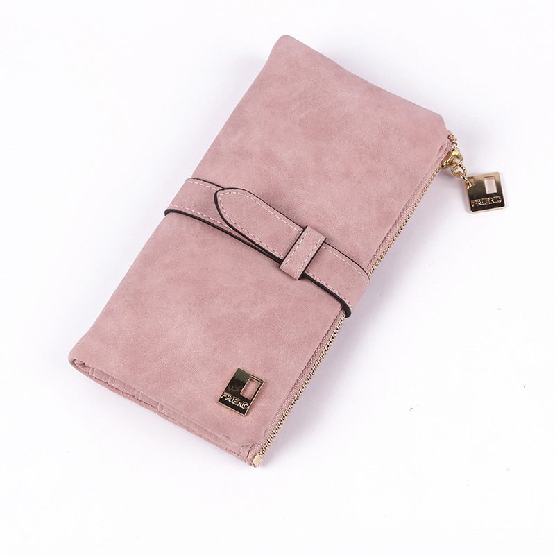 Mode Retro Frosted Halflange Multi-card Portemonnee Gesp Tweevoudige Clutch Voor Dames