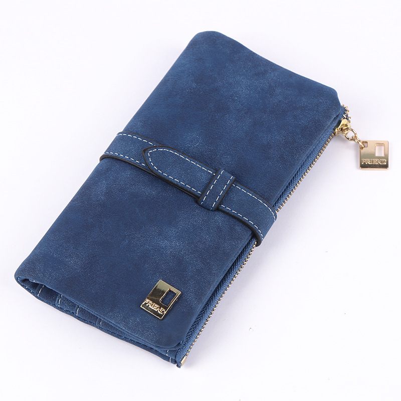 Mode Retro Frosted Halflange Multi-card Portemonnee Gesp Tweevoudige Clutch Voor Dames