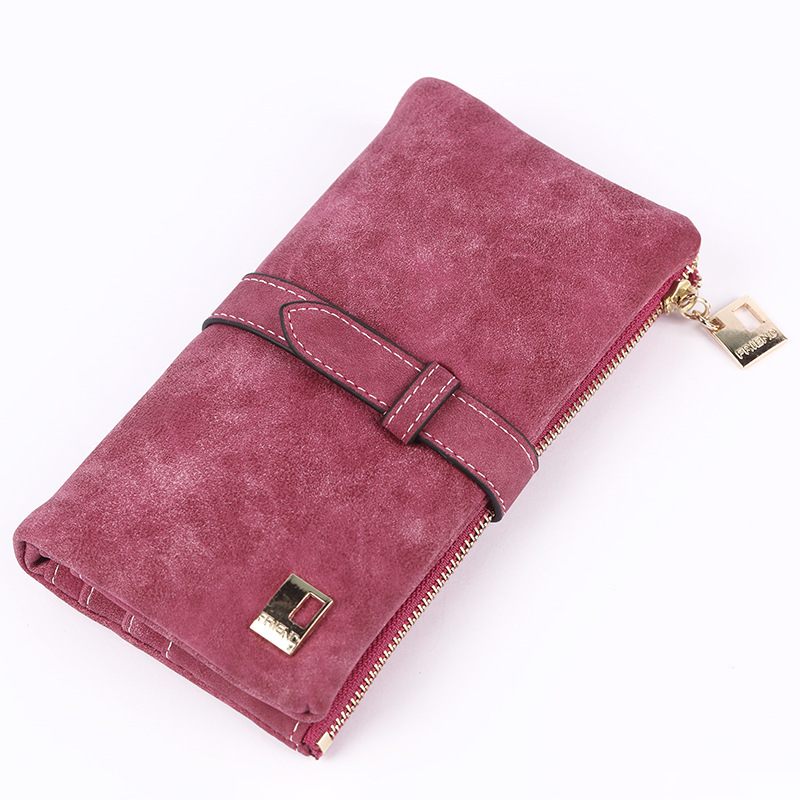 Mode Retro Frosted Halflange Multi-card Portemonnee Gesp Tweevoudige Clutch Voor Dames