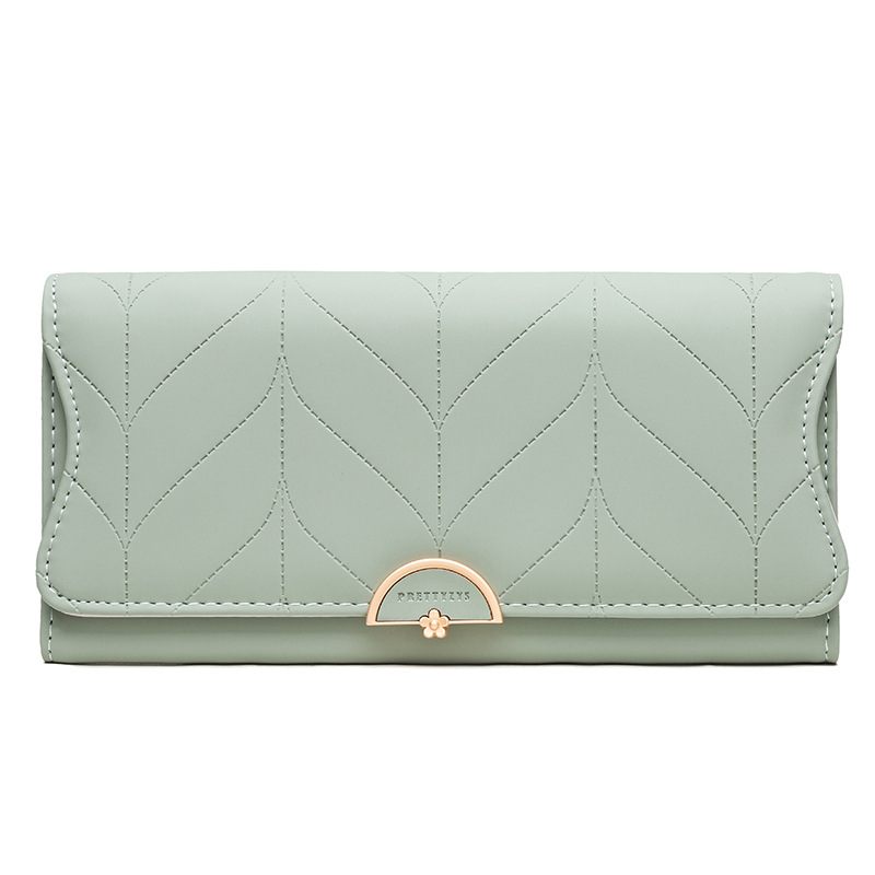 Nieuwe Dames Lange Portemonnee Mode Gesp Pu Clutch Tas