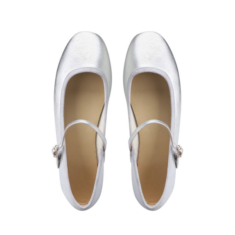 2024 Lente En Herfst Nieuwe One Word Belt Doudou Schoenen Ondiepe Mond Platte Ballet Flats