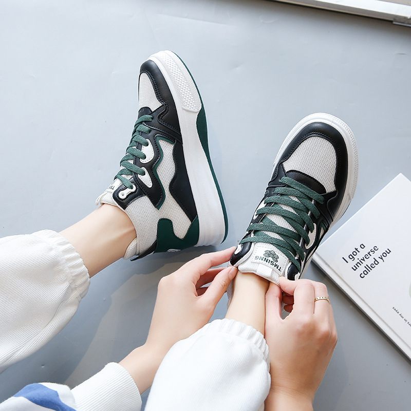 2024 Lente Nieuwe High-top Sneakers Vrouwelijke Studenten Dikke Zolen Casual Schoenen Vrouwelijk