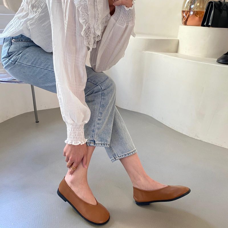 2024 Nieuwe Casual Zachte Bodem Erwten Schoenen Mode Oma Platte Lage Hak Ondiepe Mond Slip-on